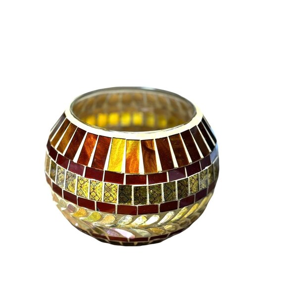 Mosaic Glass Candle Holder Bowl - Picture 4 of 8